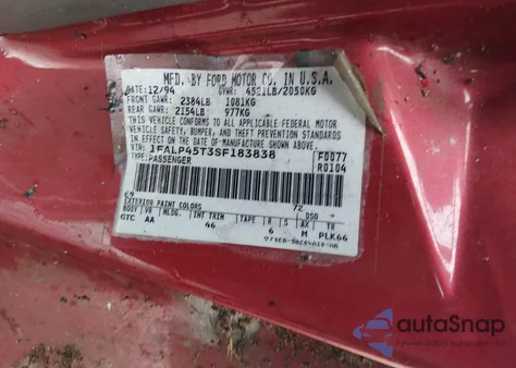 1995 Ford Mustang Gt/Gts z USA, uszkodzony, nr VIN 1FALP45T3SF183838